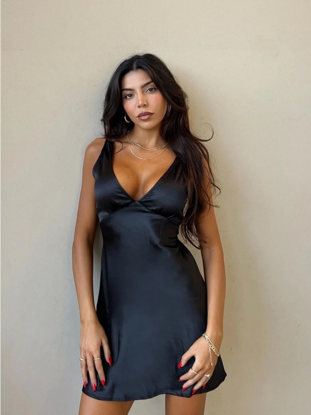 Princess Polly Black Satin Mini Dress